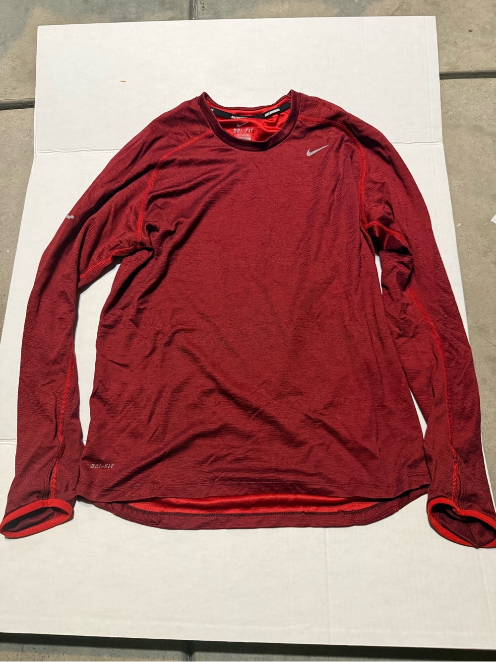 Nike Long-Sleeve Dri-FIT Crew in Deep Red